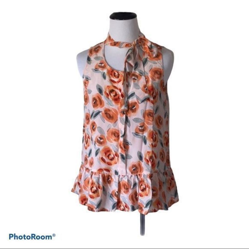 5/$30 🎈Joe‎ fresh womens small floral silk tie neck blouse